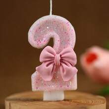 1件/可愛粉色蝴蝶結3D數字蛋糕蠟燭 生日派對裝飾 生日裝飾 蛋糕裝飾工具 - 查看 17