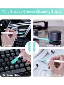 2pcs/Set Home Gap Cleaning Brush Set, Small Detail Cleaning Brushes, Suitable For Narrow Gaps, Corners, Window Tracks, Rails, Humidifiers, Cars, Bottles, Keyboards, Kitchen, Bathroom Gap Cleaning Tool Set - Multicolor - View 4