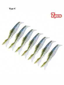 GOTURE 7pcs Double Color Multi Section Fish Bone Fish, 3D Fisheye Design, Multi Section Bait Body, Bite Resistant, Scissor Tail Fish Lure Soft Bait, Sea Fishing Boat Fishing Bait - Multicolor - View 11