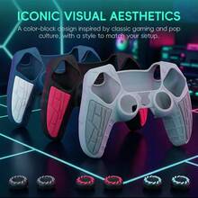 Suitable For Playstation 5 Gamepad Dust-Proof Silicone Cover 5 Competitive Rocker Cap Set Non-Slip Wear-Resistant Textured Handle Cover,1 Controller Case +2 Thumb Grip Covers +1 Sticker - View 3