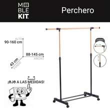 KIWI MOBLEKIT | Free-Standing And Expandable Clothes Racks In Metal And Wood, Clothing With Adjustable Options, With Wheels Or Shelves, Organizers For Bedroom, Entryway And Home - 木材 88x145x43x90-160 厘米 - 查看 3