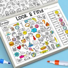 32-Themes Find And Coloring Activity Book - Seek And Find Workbook For Early Learning & Cognitive Skill Training, Enhance Brain Skills With Alphabet, Shapes & Colors Search - Perfect Concentration Training Activity Book For Learning & Fun - Green - View 6