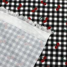 1pc Cherry Tartan Printed Twill Polyester Fabric 59x19.68 Inch Precut Fabric - Vibrant Red Cherry & Plaid Patterns, Durable & Easy-Clean For DIY Quilting, Sewing, Hair Ties, Party Decorations, Craft Projects, Backdrop Fabric, DIY Wallet Making - Default - View 5