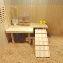 1 Set Solid Wood Double-Layer Platform Table With Ladder, Suitable For Hamsters, Gerbils, Golden Hamsters Climbing, With Hideout And Landscape Platform, For Small Pets, All-Season Use - one-size - View 4