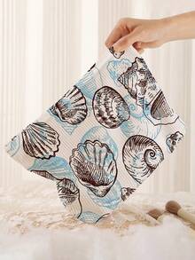 1pc Portable Cosmetic Storage Bag With Ocean Shell, Conch, Starfish Pattern Double-Sided Print Travel Zipper Makeup Bag Multi-Function Toiletries Organizer - Multicolor - View 5