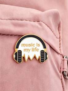 1件「Music Is My Life」琺瑯胸針徽章飾品禮物 鋅合金 - 彩色 - 查看 1