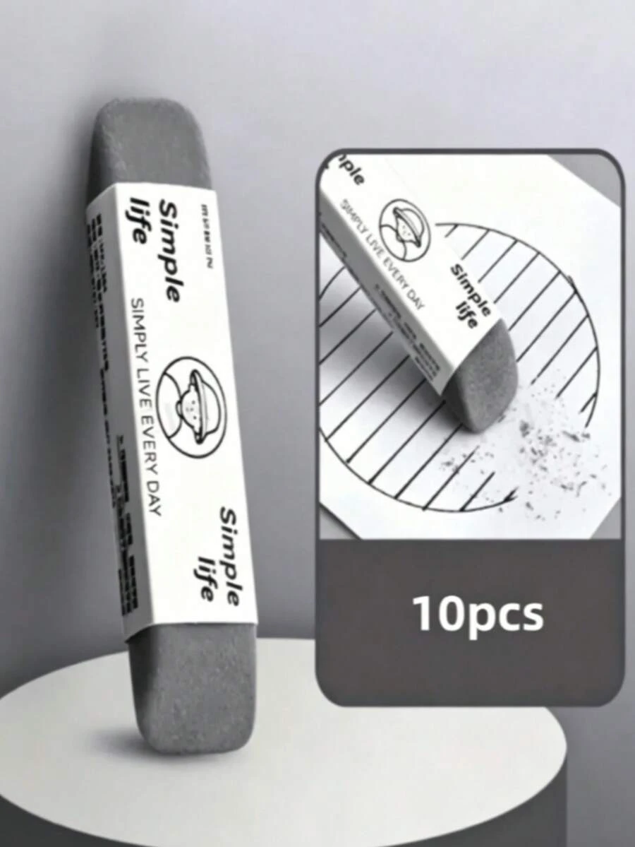 10pcs Matte Erasers, Suitable For Pencils, Ballpoint Pens And Fountain Pens, Multi-Functional, Ideal For School Exams. Various Colors And Styles, Randomly Matched, Essential For Back To School. - Multiple Styles - View 1