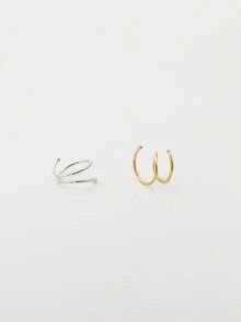 1pc S925 Silver Plated 14K Gold Double Nose Ring, Suitable For Single Hole Nose - Expandable Nose Ring, Small Spiral Nose Ring - 14K Gold Plated Silver Nose Ring - Pure Silver Jewelry - Hypoallergenic - Unisex Piercing Jewelry - Fashion Hip Hop Style - Suitable For Daily Wear - Multicolor - View 4
