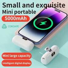 5000mAh Mini Power Bank, Super Portable Travel Charger, Compatible With IPhone 17/16/15 Pro Max/Android, Emergency Pocket Charger, USB Phone Backup Battery, Gift - Pink - View 6