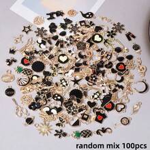 10/20/30/50/80/100pcs Assorted Minimalist Pink Enamel + Gold Alloy Random Mix Heart, Pentagram, Elephant, Leaf Charms Pendants, Suitable For Bag Decoration, Handmade DIY Jewelry Making Necklace Bracelet Earrings Accessories - Pink+Gold - View 21
