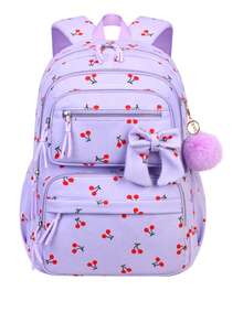 Ransel Corduroy dengan Tas Jinjing, Tas Sekolah Ringan untuk Siswa Perempuan Remaja, Tas Laptop, untuk Perjalanan dan Penggunaan Sehari-hari, Cocok untuk Siswa SMP dan SMA - Hitam dan Merah Muda - View 11