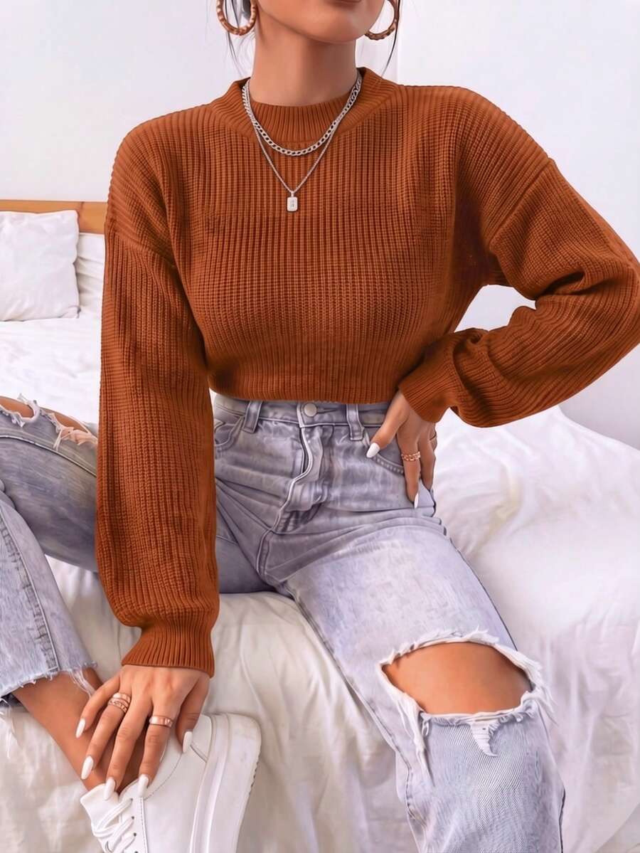 Women Sweaters - Burnt Orange - View 1