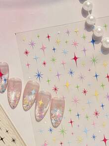 1 Relief Nail Art Charm Sticker, New Colorful And Versatile, Fashionable And Sweet Nail Art Sticker, Dazzling Star Decoration Sticker DIY Nail Stickers - Multicolor - View 3