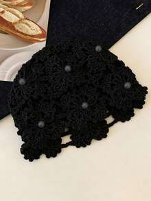 Gorro de mujer de moda hecho a mano con cuentas, pañuelo de cabeza de ganchillo calado de estilo vintage exótico para primavera/verano - Sombrero tejido - Ver 11