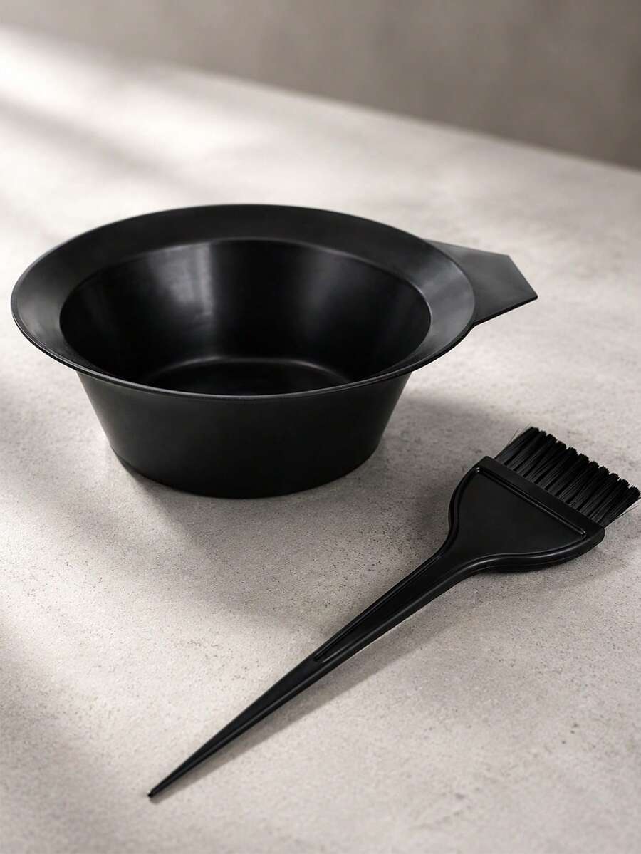 2/1pc Hair Dye Set - Hair Dye Brush And Bowl, Leak-Proof, Easy To Clean, Travel Essential, Salon Use, Back To School - Black - View 1