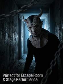 Adult Horror Demon Mask, Realistic Full Head & Neck Latex Monster Mask, Halloween Cosplay Costume Party Haunted House Prop Scary Mask - Multiple Styles - View 4