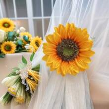 2er Set künstliche Sonnenblumen Vorhangclips, Vorhang Dekorationsclips - C-Mehrfarbig - Übersicht 6