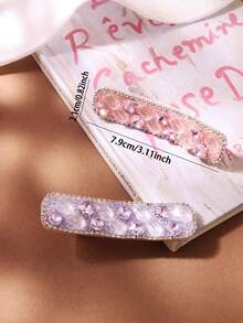 1pc Crystal Hair Clip, Elegant Versatile Small Hair Accessory For Women - Multicolor - View 3