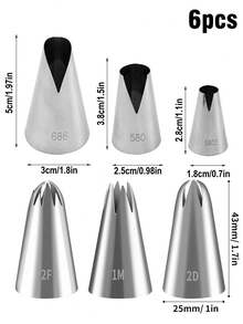 6pcs/7pcs/21pcs St. Anna Russian Stainless Steel Piping Tips Set, Assorted Styles, Cake DIY Piping Tips, Baking Tools - Silver - View 11
