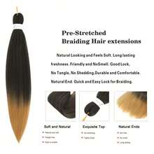 8 Packs Braiding Hair Pre Stretched Long Braiding Hair For Braiding Twist Hair Pre Stretched Braiding Hair For Crochet Braids Hot Water Setting Soft Yaki Texture - 1B/27 - 查看 3