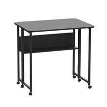 Folding Table With Wheels - Home Office Desk - 80x58x75cm - Folding Computer Desk With Bookshelf - Portable Mobile Workstation - Suitable For Small Spaces - Black - View 6