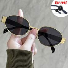 1 Pair Unisex Retro Oval Frame Fashion Glasses, Alloy Material, Vintage Y2K Millennium Style, Street Style Accessory, Suitable For Daily Outings, Vacation Travel, Dating Gatherings, Outdoor Photo-Taking, Party Outfits, Decorative Photo Props - Multicolor - View 10