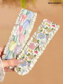 2/2/2/Pcs/Set Floral Lace Hook And Loop Hair Accessories, Pastoral Style - Suitable For Girls And Women, Applicable For Vacation, Date, Photography, Campus Activities, Etc., Random Color - Multicolor - View 13