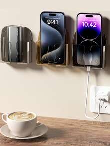 Phone Charging Storage Box, No-Drill Phone Storage Box, Bedside Storage Rack, Wall-Mounted Phone Storage Box, Phone Charging Stand, Remote Control Storage Rack (Suitable For Air Conditioner/TV), Phone Stand, Phone Accessories - Multicolor - View 3