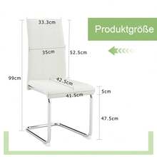 Modern, Minimalist Dining Chair Set (Set Of 2) / Dining Chairs With PU Upholstery / Easy Assembly, Load Capacity Up To 150 Kg, / Suitable For Dining Rooms, Kitchens And Living Rooms - White + Silver (2 Pieces) - View 9