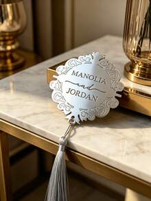 Personalized Acrylic Bookmarks With Tassels - Customized Engraved Elegant Round Bookmarks, Gold And Silver Mirror Acrylic, Suitable For Wedding Favors, Bridal Shower, Anniversary And Book Lovers' Decorative Bookmarks - Multicolor - View 4