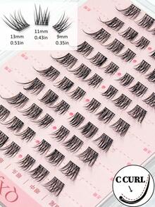 60 Clusters Natural Cartoon Style False Eyelashes, C Curl, Baby Curl Cartoon Eyelashes, Lively And Natural, Mixed Length 9-13mm, Thickness 0.07mm, Suitable For Beginners, DIY Eyelashes, Cluster False Eyelashes, Segmented Eyelashes - C - View 4