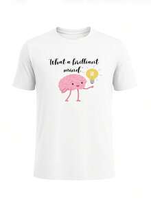 Men Minimalist Graphic Print T-Shirt Casual Crew Neck Soft Tee - 白色 - 查看 1