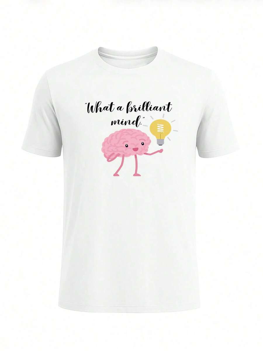 Men Minimalist Graphic Print T-Shirt Casual Crew Neck Soft Tee - 白色 - 查看 1