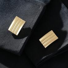 Men's Rectangular Strip Rhinestone Cufflinks Multi Line Crystal Inlaid Shirt Cuff Decor Office Business Suit Accessories - Multicolor - View 4