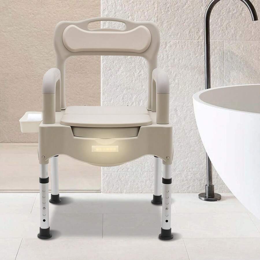 Heavy Duty Height Adjustable Bath Seat Commode Toilet Chair 250kg Adult Senior - Grey White - View 1