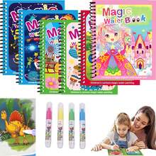Refillable Water Pen Magic Water Painting Book, Reusable Princess Dream Theme Coloring Book, Paper And Plastic Material, Spiral Binding, Clean Drawing Activity Toy For Kids, Suitable For Travel, Birthday, Holiday Gifts - Multicolor - View 1