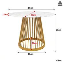 Dining Table Set (5-Piece), Dining Table Set With 4 Chairs, Modern Kitchen Table Set, Round Kitchen Table With 80 Cm Diameter And Gold Metal Legs, White MDF Tabletop, Dark Grey Velvet Dining Chairs - 彩色 - 查看 6