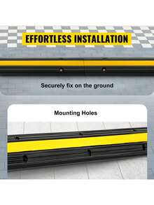 4 Pack Of 1-Channel Rubber Protector Ramps Heavy Duty 22046Lbs Load Capacity Wire Cord Cover Ramp Speed Bump Driveway Hose Ramp Protective Cover - Default - View 7