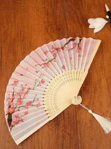 中式摺扇，古風夏季漢服女式旗袍舞扇，便攜照片印花波希米亞風扇 - 彩色 - 查看 16