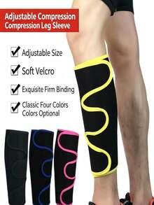 1pc Adjustable Calf Support Sleeve, Sports Compression Sleeve, Fitness, Running, Soccer, Leg Muscle Protection Device, Suitable For Men And Women - Multicolor - View 6