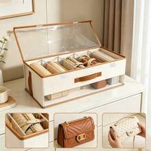 OrdoVault 1 pieza Bolso de mano pequeño/Cartera/Bolso media luna/Bolsa de cosméticos/Bolso bandolera con caja de almacenamiento, diseño de compartimentos, con talla grande sentido de diseño, plegable, ahorrador de espacio, se puede colocar en el armario, almacenamiento y exhibición de compartimentos, artículo de moda - Multicolor - Ver 10