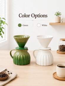 1 Set 600ml Creative Large Capacity Ceramic Coffee Pot, Premium Hand Drip Coffee Pot, Ceramic Glazed Sharing Pot, Extraction Filter Cup, Suitable For Home And Restaurant Use, Japanese Style Hand Drip Coffee Pot, Latte Art Cup, Breakfast Milk Cup, Afternoon Tea Cup, Home Coffee Equipment Set, Home Brewing Filter Pot, Suitable For Drip Coffee Maker, Family Sharing Coffee Pot - Multicolor - View 4