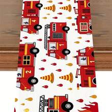 1 st bordslöpare med sömlöst mönster av brandbil och trafikkon, högtidsdekoration, polyester, rektangulär, lämplig för bröllop, kök, middag, högtid, fest, restaurang och soffbord, utmärkt present - Multifärgad - Visa 6