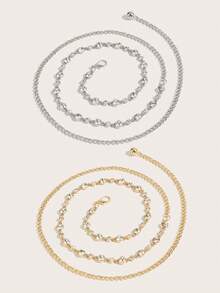 2pcs Women's Rhinestone Chain Belt, Suitable For Dress, Party, Daily Wear - Multicolor - View 4