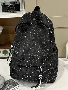 Vintage Polka Dot Girls Student Backpack | Red Nylon Daily Backpack With Adjustable Shoulder Straps And Multiple Pockets | School/Commute/Travel - Multicolor - View 14