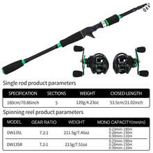 KecchKrezing 1 Set 1.8m Telescopic Fishing Rod And Water Drop Reel, Smooth Line Casting Reel, Pre-Installed 100m 4-Strand PE Braided Line, Complete Outdoor Fishing Gear, Suitable For Beginners And Amateur Anglers, Includes Portable Storage Bag - Green - View 4