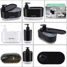 Built-In Sponge Holder Kitchen Dish Soap Dispenser - Rotatable Nozzle Countertop Manual Sink Storage Box - Leak-Proof Dish Soap Pump With Sponge Holder - Hand Soap Pump - Transparent Plastic Bathroom Accessory Set (Includes 1 Sponge) - Regular Model - View 8