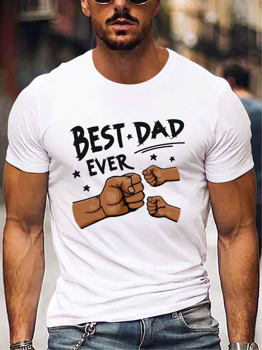 BEST DADA EVER T Shirt,Men's Preferred,Casual Short-Sleeve Design,Ideal Choice For Summer - 白色 - 查看 1
