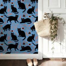 1 Rollo de Papel Tapiz Autoadhesivo de Gato Azul y Negro - Despegable y Adhesivo, Papel Contacto Removible, 17.32 Pulgadas de Ancho. Adecuado para Sala de Estar, Dormitorio, Gabinete y Renovación de Estantería, Pegatina Decorativa de Pared Estética DIY - Gato azul - Ver 4