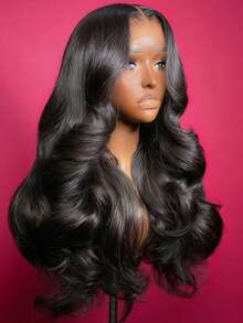 34 Inch Body Wave Lace Front Wigs Human Hair 250% Density Glueless Human Hair Wig Nature Black Lace Front Wigs Human Hair 13x6 HD Transparent Body Wave Lace Frontal Wigs Human Hair Pre Plucked Human Hair Wigs For Women - Natural Black - 查看 1